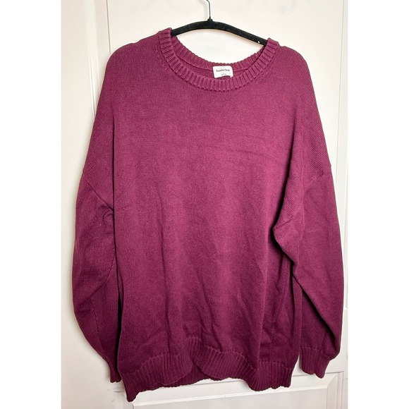 Sunday Best Maroon Organic Cotton Cashmere Sweater Size L Ribbed Hem Cozy Fit - Picture 1 of 5